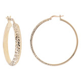 Diacut Half Tube Hoop Earring 20mm Inner Diameter Yellow Gold 14k [E058-100]
