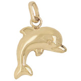 Dolphin Hollow Puffed Pendant Yellow Gold 14k [P010-018]