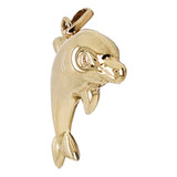 Dolphin Hollow Puffed Pendant Yellow Gold 14k [P010-019]