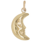 Moon Crescent Hollow Puffed Pendant Yellow Gold 14k [P010-120]