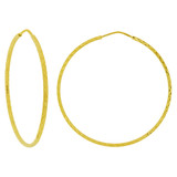 Classic Thin Tube Endless Diacut Earring 55mm Inner Diameter Yellow Gold 14k [E086-006]