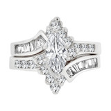 Lady Engagement Ring Set Marquise Cubic Zirconia 5mm White Gold 14k [R109-075]