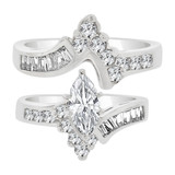 Lady Engagement Ring Set Marquise Cubic Zirconia 5mm White Gold 14k [R109-075]
