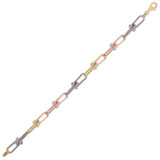 Open Hollow Tube Link Lady Bracelet CZ Tricolor Gold 14k [B020-017]