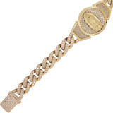 Guadalupe Hollow Miami Cuban Link Men's Bracelet Full CZ Yellow Gold 14k [B042-030]