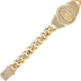 Guadalupe Hollow Miami Cuban Link Men's Bracelet CZ Yellow Gold 14k [B042-031]