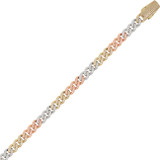 Miami Cuban Hollow CZ Link Chain 11mm Width Tricolor 14k Gold [C074-430_439]