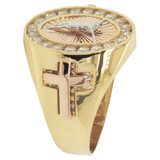 Men Religious Crucifix Gent Ring Cross CZ Tricolor Gold 14k [R503-031]