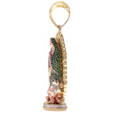 Guadalupe Virgin 3D Pendant CZ 22.5mm Tricolor Gold 14k [P033-109]