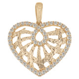 Fancy Heart Diacut CZ Pendant Charm 23.5mm Yellow Gold 14k [P072-003]