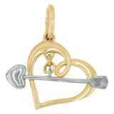 Heart Arrow Pendant Charm 20.5mm Yellow White Gold 14k [P072-008]