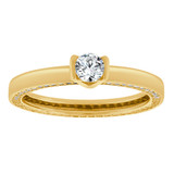 Lady Promise Ring Round Cubic Zirconia Yellow Gold 14k [R095-035]