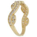 Dainty Band Ring Cubic Zirconia Yellow Gold 14k [R108-025]