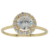 Lady Promise Engagement Halo Ring CZ 14k Yellow Gold [R093-037]