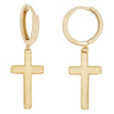 Dangling Plain Cross Earring Yellow Gold 14k [E013-038]