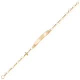 Cross Figaro Link ID Kid Bracelet Yellow Gold 14k [B051-101]