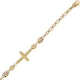 Hollow Cross Lady Bracelet CZ Tricolor Gold 14k [B017-116]