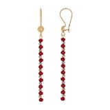 Red 4.5mm Beads Dangling Drop Earring Tricolor Gold 14k [E033-043]