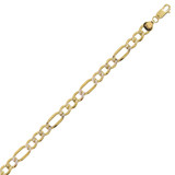 FIGARO HOLLOW White Rhodium Pave Yellow Gold Chains 14k All Gauges [FigYW-H-C069_C070]