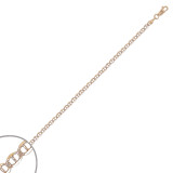 Flat MARINER Yellow Gold White Pave Light Weight Link Chains 14k All Gaugues [GucWP-C047]