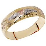 Adjustable Lady Bangles Diacut 18mm Wide Tricolor Gold 14k [O019-011]
