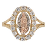 Guadalupe Oval Lady Ring CZ Tricolor Gold 14k [R145-038]