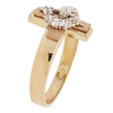 Cross Christ Crucifix Religious Ring CZ Tricolor Gold 14k [R145-036]
