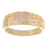 Heart Nugget Tapered Lady Ring CZ Yellow Gold 14k USA [R146-044]