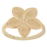 Hawaiian Flower Plumeria Lady Ring 2 Sizes Yellow Gold 14k USA [R108-027_028]