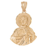 San Judas Tadeo Religious Pendant Half Figure 3 Sizes Yellow Gold 14k USA [P022-046_048]