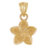 Hawaiian Flower Plumeria Lei Pendant 3 Sizes Yellow Gold 14k USA [P009-100_102]