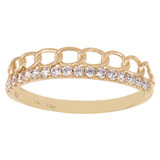 Open Links Lady Ring CZ Yellow Gold 14k USA [R147-039]