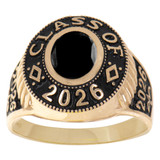Men Oval Graduation Ring Various CZ Colors Yellow Gold 14k [R152-250_262]