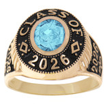 Men Oval Graduation Ring Various CZ Colors Yellow Gold 14k [R152-250_262]