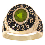 Men Oval Graduation Ring Various CZ Colors Yellow Gold 14k [R152-250_262]