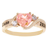 Lady Heart Graduation Ring Various CZ Colors Yellow Gold 14k [R152-320_332]