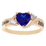 Lady Heart Graduation Ring Various CZ Colors Yellow Gold 14k [R152-320_332]