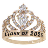 Lady Crown Graduation Ring Various CZ Colors Yellow Gold 14k [R152-340_352]