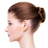 Polished Hollow Ball Bead Stud Earring Push Backing Yellow Gold 14k [E001-030]
