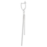 Two Row Dangling Earring Channel Set Cubic Zirconia White Gold 14k [E001-078]