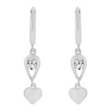 Heart Huggies Clasp Earring Cubic Zirconia White Gold 14k [E003-078]