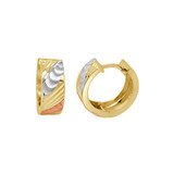 Classic Hoop Huggies Earring Diacut Tricolor Gold 14k [E004-049]