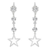 Star Flower Earring Cubic Zirconia White Gold 14k [E005-056]