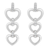 Three Heart Earring Cubic Zirconia White Gold 14k [E006-059]