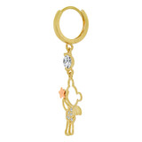 Teddy Bear Fairies Earring Cubic Zirconia Rose Yellow Gold 14k [E008-022]