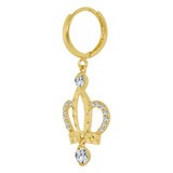 Tiara Crown Earring Cubic Zirconia Yellow Gold 14k [E008-025]