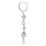 Lucky Elephant 15 Anos Quinceanera Heart Earring Cubic Zirconia White Gold 14k [E008-058]