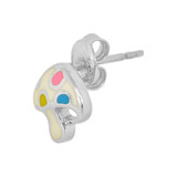 Fancy Colorful Enamel Mushroom Earring Push Back White Gold 14k [E008-067]