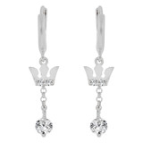 Crown Tiara Earring Cubic Zirconia White Gold 14k [E009-080]