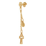 Cross Diacut Disks Multi Strand Push Back Earring Yellow Gold 14k [E010-039]